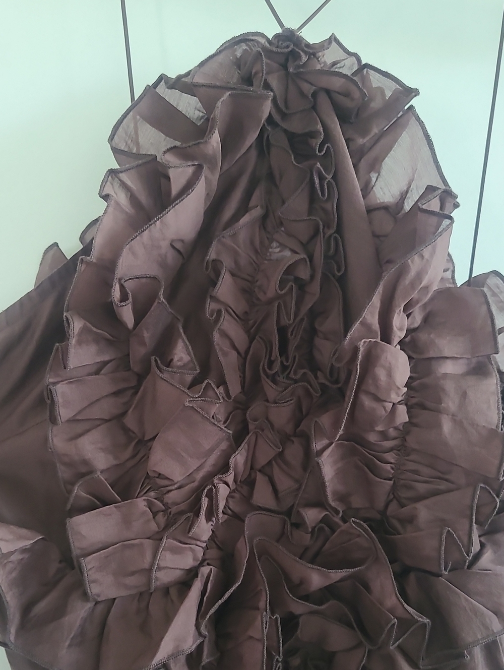 Ruffle Mini Dress With Keyhole Opening - Urban Revivo - Brown - Picture 5 of 8